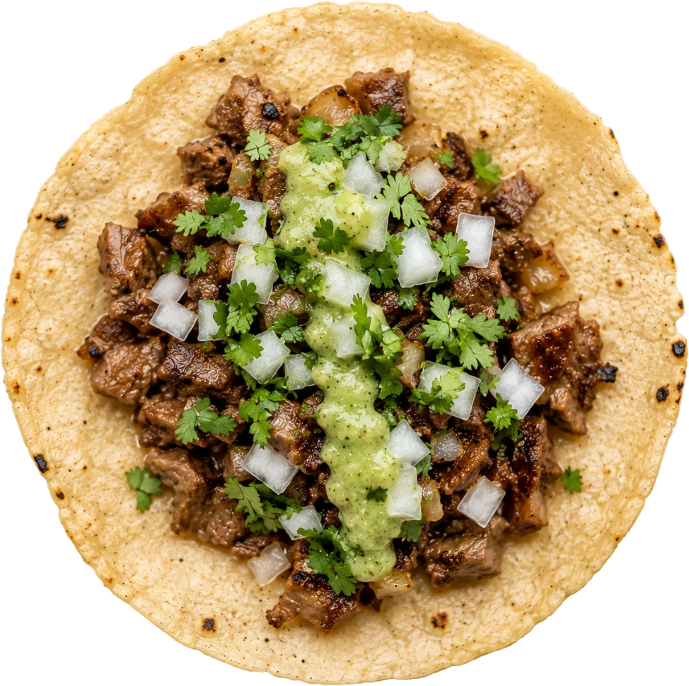 Birria taco with melted cheese, cilantro, onion, and consomé-ready fillings at Sison Tacos