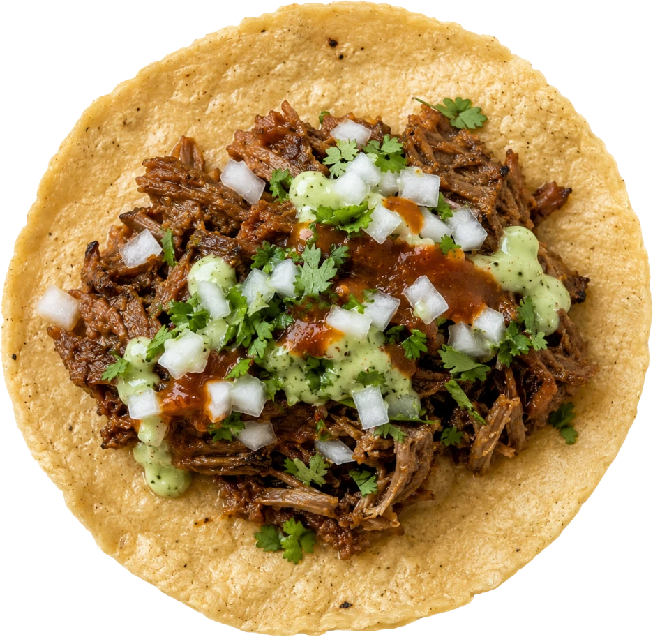 Carne asada street taco with salsa, cilantro, and onion at Sison Tacos